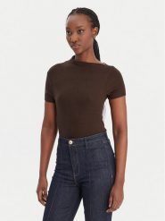 Guess Bluzka W6RP16 KD012 Brązowy Regular Fit. Brązowe bluzki damskie Guess, xxl, z aplikacjami, z syntetyku, bez kołnierzyka, bez ramiączek. Za 219.99 zł.