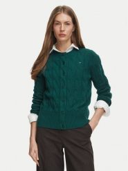Tommy Hilfiger Kardigan Soft WW0WW52191 Zielony Regular Fit. Zielone kardigany damskie Tommy Hilfiger, xs, bez wzorów, z wełny, bez kołnierzyka. Za 649.99 zł.