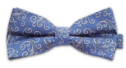 Niebieska Mucha w Biały Ornament - Vernon, Męska. Niebieskie krawaty i muchy Vernon, bez wzorów, eleganckie. Za 29.00 zł.