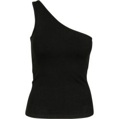 Damski klasyczny, miejski, podstawowy crop top. Czarne topy damskie Urban Classics, bez wzorów, klasyczne, bez kołnierzyka, bez ramiączek. Za 93.00 zł.