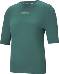 Puma Koszulka damska Puma Modern Basics Tee Cloud zielona 585929 45. Zielone bluzki damskie Puma, bez wzorów, bez kołnierzyka, bez ramiączek. Za 75.46 zł.