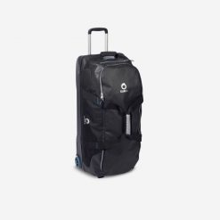 Torba nurkowa podróżna trolley Decathlon SCD 90 l. Czarne torby podróżne damskie Decathlon, bez wzorów, z materiału, duże. Za 399.99 zł.