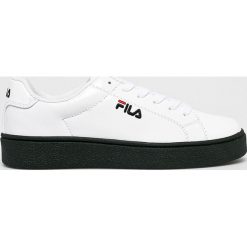 Fila - Buty Upstage F low. Białe obuwie sportowe damskie Fila, bez wzorów, z materiału, z okrągłym noskiem, bez zapięcia, Adidas Advantage, climacool (adidas). W wyprzedaży za 199.90 zł.
