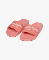 Superdry klapki Destination Pool z wyściełanym paskiem – Peach Amber Pink. Czerwone klapki damskie Superdry, bez wzorów, z poliesteru, bez zapięcia. Za 152.50 zł.