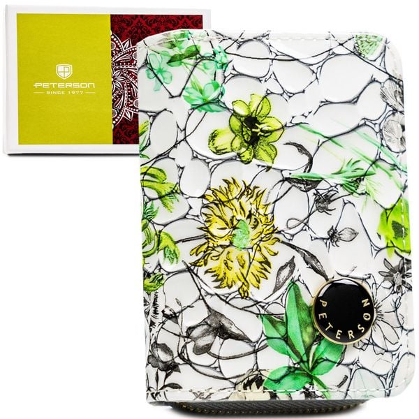 Mały, zielony portfelik damski ze skóry naturalnej z systemem RFID PTN PH33-LFL Peterson. Zielone portfele damskie Peterson, ze skóry. Za 69.99 zł.