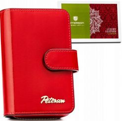 Portfel skórzany Peterson PTN 1N-602 czerwony. Czerwone portfele damskie Peterson, ze skóry. Za 119.99 zł.