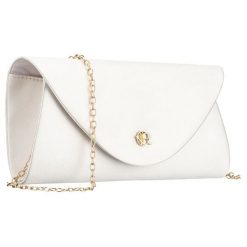 Biała kopertówka damska wykonana z tkaniny syntetycznej zawieszona na łańcuszku Rovicky R-XS029-3. Białe torebki wizytowe damskie ROVICKY, bez wzorów, z syntetyku, bez dodatków. Za 45.00 zł.