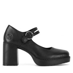 Czółenka Rieker. Czarne czółenka damskie Rieker, bez wzorów, bez obcasa, bez zapięcia. Za 349.99 zł.