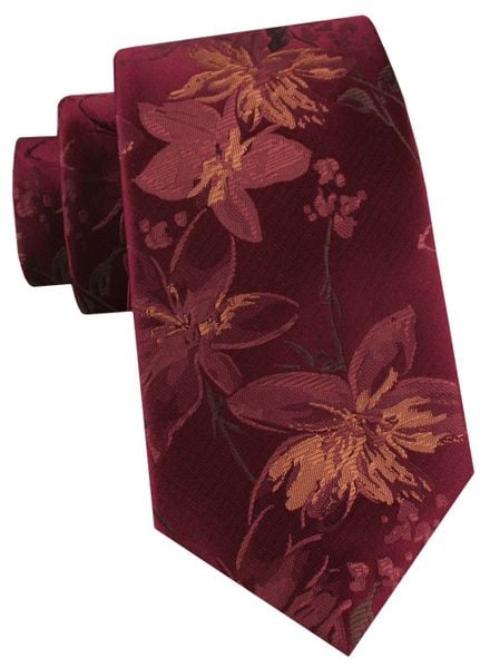 Męski Krawat - Bordowy w Kwiaty - Alties. Czerwone krawaty i muchy Alties, bez wzorów, z tkaniny, eleganckie. Za 55.00 zł.