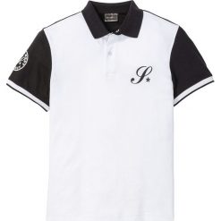 Shirt polo bonprix czarno-biały. Czarne koszulki sportowe męskie bonprix, l, bez wzorów, bez ramiączek. Za 54.99 zł.