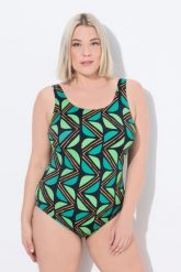 Damskie Strój kąpielowy dżungla bez miękkich miseczek okrągły dekolt. Czarne stroje kąpielowe damskie Ulla Popken, plus size, bez wzorów, z elastanu. Za 159.99 zł.