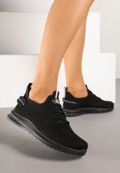 Czarne Elastyczne Buty Sportowe Sneakersy Nuriane. Czarne obuwie sportowe damskie Renee, bez wzorów, z jeansu, bez zapięcia. Za 44.99 zł.