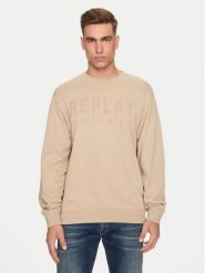 Replay Bluza M6975 .000.21842 Beżowy Regular Fit. Brązowe bluzy męskie Replay, l, bez wzorów, z bawełny, bez ramiączek, bez kaptura. Za 219.99 zł.