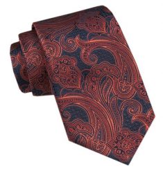 Modny Krawat Męski - Alties - Duży, Miedziany, Orientalny Wzór. Brązowe krawaty i muchy Alties, bez wzorów, z tkaniny, eleganckie. Za 49.00 zł.