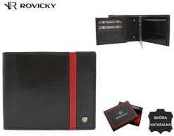 Portfel skórzany Rovicky 22321-RVTP czarny. Czarne portfele męskie ROVICKY, bez wzorów. Za 101.99 zł.