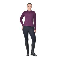 Damska bluza jeździecka z długim rękawem z meshu Dublin. Fioletowe bluzy damskie DUBLIN, s, bez wzorów, z materiału, eleganckie, bez ramiączek, bez kaptura. Za 346.00 zł.