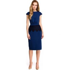 Sukienka ołówkowa z koronką s108. Niebieskie sukienki damskie Style, s, bez wzorów, z koronki, bez kołnierzyka, bez ramiączek, dopasowane. Za 149.90 zł.