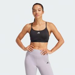 Biustonosz Aeroreact Training 3-Stripes. Czarne bielizna sportowa damska Adidas, s, bez wzorów, z materiału. W wyprzedaży za 104.30 zł.