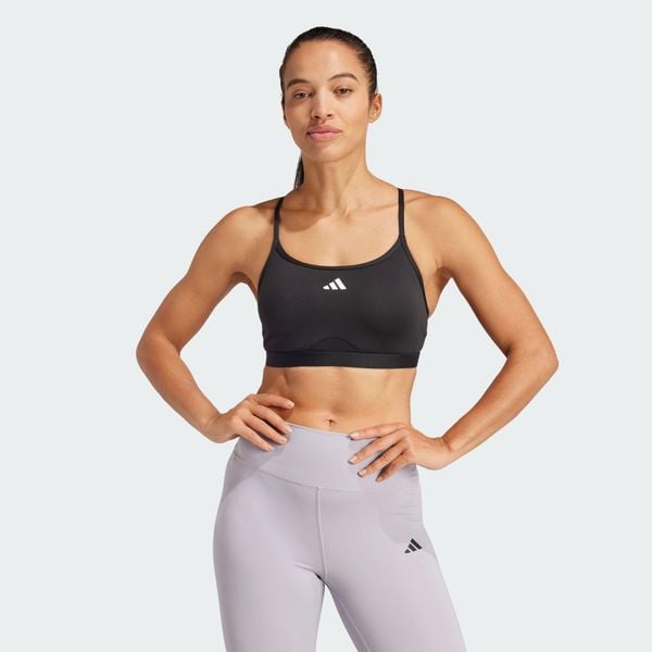 Biustonosz Aeroreact Training 3-Stripes. Czarne bielizna sportowa damska Adidas, s, bez wzorów, z materiału. Za 149.00 zł.