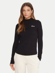 Guess Bluzka V5BP10 KCBF1 Czarny Slim Fit. Czarne bluzki damskie Guess, xs, z aplikacjami, z bawełny, bez kołnierzyka, bez ramiączek. Za 149.99 zł.