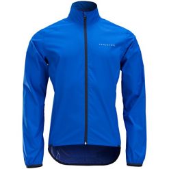 Kurtka przeciwdeszczowa rowerowa szosowa Triban RC100. Niebieskie kurtki męskie TRIBAN, m, bez wzorów, z materiału, bez kaptura, rowerowe. Za 89.99 zł.