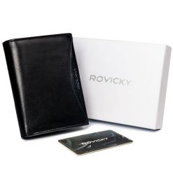 Portfel męski czarny Rovicky 1537-03-BOR-1232 BLA. Czarne portfele męskie ROVICKY, bez wzorów, ze skóry. Za 67.99 zł.