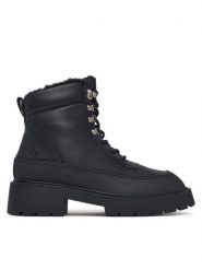 Calvin Klein Trzewiki Chunky Hiking Lup Boot Lth Wl Em HW0HW03204 Czarny. Czarne botki damskie Calvin Klein, bez wzorów, bez obcasa, na płaskiej podeszwie, bez zapięcia. Za 849.99 zł.