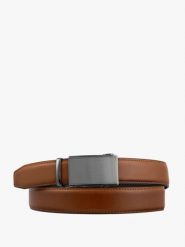 Rudy pasek ze skóry licowej. Brązowe paski męskie Ryłko, ze skóry, klasyczne. Za 129.99 zł.