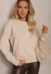 Beżowy Sweter z Domieszką Wełny Torissia. Brązowe swetry nierozpinane damskie Renee, na zimę, bez wzorów, z wełny, casualowe, bez kołnierzyka, bez ramiączek. Za 139.99 zł.