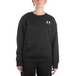 Under Armor Essential Czarna Bluza Fleece Damska. Czarne bluzy damskie Under Armour, m, bez wzorów, z bawełny, bez ramiączek, bez kaptura. Za 285.35 zł.
