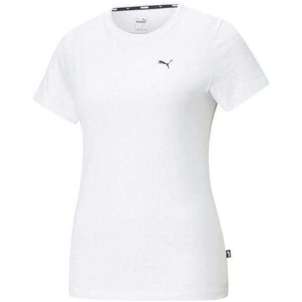 Koszulka treningowa damska Puma ESS Small Logo Tee. Białe koszulki sportowe damskie Puma, s, bez wzorów, bez ramiączek. Za 186.00 zł.