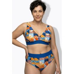 Damskie Bikini wzór w kratę bez miękkich miseczek ramiączka z regulacją. Niebieskie stroje kąpielowe damskie Ulla Popken, plus size, bez wzorów, z elastanu. W wyprzedaży za 191.99 zł.