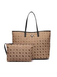 Guess Torebka VICTTORIA HWJP95 14290 Brązowy jasny. Brązowe shopperki damskie Guess, z aplikacjami, z materiału, bez dodatków. Za 714.99 zł.