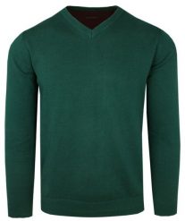 Męski Sweter z Dekoltem w Serek (V-Neck) - Alties - Zieleń Butelkowa. Zielone swetry męskie Alties, l, bez wzorów, z bawełny, casualowe, bez kołnierzyka, bez ramiączek. Za 159.00 zł.