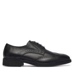 Półbuty Geox. Czarne buty wizytowe męskie Geox, bez wzorów, bez obcasa, bez zapięcia. Za 449.99 zł.