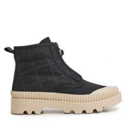 Botki Pepe Jeans. Czarne botki damskie Pepe Jeans, bez wzorów, z jeansu, bez obcasa, na płaskiej podeszwie, bez zapięcia. Za 449.99 zł.