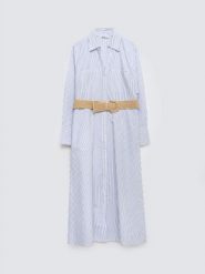 Sukienka damska midi koszulowa jasnoniebieska Merinsa 400. Niebieskie sukienki damskie BIG STAR, na co dzień, l, bez wzorów, z bawełny, casualowe, bez kołnierzyka, bez ramiączek, midi, dopasowane. Za 249.99 zł.