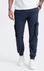 Ombre Męskie spodnie JOGGERY z zapinanymi kieszeniami cargo - granatowe V5 OM-PAJO-0135 M. Spodnie sportowe męskie Ombre, m, bez wzorów. Za 169.99 zł.