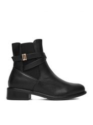 DeeZee Botki HX20207-182 Czarny. Czarne botki damskie DeeZee, bez wzorów, z materiału, bez obcasa, na płaskiej podeszwie, bez zapięcia. Za 179.99 zł.