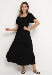 Czarna Sukienka z Wiskozą Lnem i Elastyczną Górą Ellisena. Czarne sukienki damskie Born2be, na co dzień, m, bez wzorów, z wiskozy, eleganckie, bez kołnierzyka, bez ramiączek, midi, proste. Za 89.99 zł.