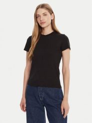 Calvin Klein T-Shirt LV044C216G Czarny Regular Fit. Czarne t-shirty damskie Calvin Klein, s, bez wzorów, z bawełny, bez kołnierzyka, bez ramiączek. Za 139.99 zł.