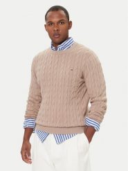 Tommy Hilfiger Sweter MW0MW33132 Beżowy Regular Fit. Brązowe swetry męskie Tommy Hilfiger, m, bez wzorów, z bawełny, bez kołnierzyka, bez ramiączek. Za 599.99 zł.