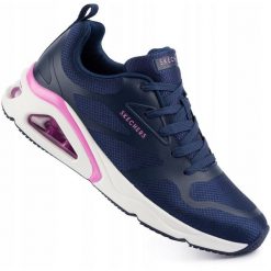 Damskie buty sportowe do biegania Skechers Tres Air Uno. Niebieskie obuwie sportowe damskie Skechers, bez wzorów, bez zapięcia, do biegania. Za 279.00 zł.