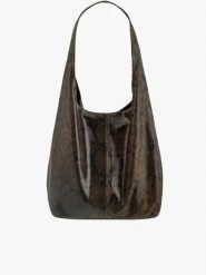 Shopperka we wzór skóry jaszczurki. Czarne shopperki damskie Brawo sp. z o.o., bez wzorów, ze skóry, duże, z nadrukiem, bez dodatków. Za 249.99 zł.