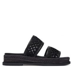 Klapki DKNY. Czarne klapki damskie DKNY, bez wzorów, bez obcasa, bez zapięcia. Za 319.99 zł.