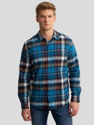 Koszula męska flanelowa w kratę niebieska Fileso 401. Niebieskie koszule męskie BIG STAR, na jesień, l, bez wzorów, z bawełny, eleganckie, bez kołnierzyka, bez ramiączek. W wyprzedaży za 179.99 zł.