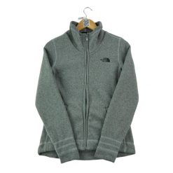 Second life - Kurtka polarowa TNF dla kobiet - Jak nowy. Szare kurtki sportowe damskie The North Face, s, bez wzorów, z materiału, bez ramiączek, bez kaptura, trekkingowe. Za 152.24 zł.