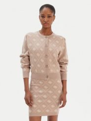 Guess Kardigan W4BR0D Z3JD2 Beżowy Regular Fit. Brązowe kardigany damskie Guess, m, z aplikacjami, z syntetyku, bez kołnierzyka. Za 439.99 zł.