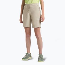 Spodenki trekkingowe damskie Jack Wolfskin Hikeout. Brązowe szorty damskie Jack Wolfskin, bez wzorów, sportowe. Za 259.99 zł.