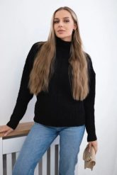 Sweter z półgolfem czarny. Czarne swetry nierozpinane damskie KESI, na jesień, l, bez wzorów, z wełny, eleganckie, bez kołnierzyka, plus size, bez ramiączek. Za 150.97 zł.